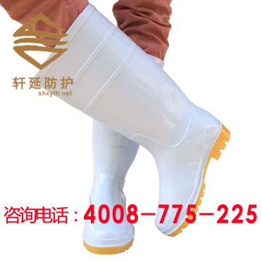 【白色食品雨靴】白色胶鞋 食品厂用雨靴-上海轩延供应